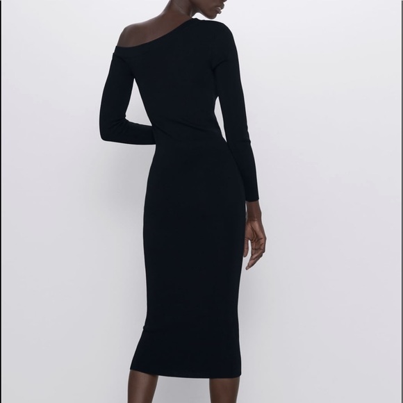 ZARA 2020 tailored knitted fitted black dress - Picture 3 of 11